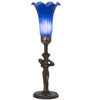 Meyda 15" High Blue Tiffany Pond Lily Nouveau Lady Accent Lamp