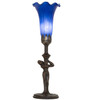 Meyda 15" High Blue Tiffany Pond Lily Nouveau Lady Accent Lamp