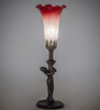 Meyda 15" High Red/white Tiffany Pond Lily Nouveau Lady Accent Lamp