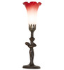 Meyda 15" High Red/white Tiffany Pond Lily Nouveau Lady Accent Lamp