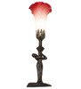 Meyda 15" High Red/white Tiffany Pond Lily Nouveau Lady Accent Lamp