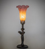 Meyda 15" High Amber/purple Tiffany Pond Lily Nouveau Lady Accent Lamp