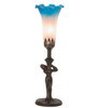 Meyda 15" High Pink/blue Tiffany Pond Lily Nouveau Lady Accent Lamp