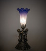 Meyda 13" High Blue/white Tiffany Pond Lily Twin Cherub Accent Lamp