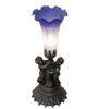 Meyda 13" High Blue/white Tiffany Pond Lily Twin Cherub Accent Lamp