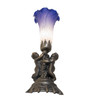 Meyda 13" High Blue/white Tiffany Pond Lily Twin Cherub Accent Lamp