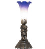 Meyda 13" High Blue/white Tiffany Pond Lily Twin Cherub Accent Lamp