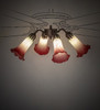Meyda 19" Wide Seafoam/cranberry Tiffany Pond Lily 4 Light Fan Light
