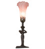 Meyda 15" High Pink Tiffany Pond Lily Nouveau Lady Accent Lamp