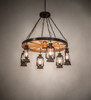 Meyda 40" Wide Miners Lantern Wagon Wheel 6 Light Chandelier - 242013