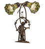 Meyda 17" High Stained Glass Pond Lily 2 Light Trellis Girl Accent Lamp - 251677