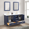 60" Freestanding Bathroom Vanity With Countertop, Undermount Sink & Mirror - Navy Blue - 026 60 25 CT 2M