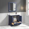 30" Freestanding Bathroom Vanity With Countertop, Undermount Sink & Mirror - Navy Blue - 027 30 25 CT M