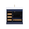 36" Freestanding Bathroom Vanity With Countertop, Undermount Sink & Mirror - Navy Blue - 027 36 25 CT M