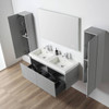 48" Floating Bathroom Vanity With Double Sink & 2 Side Cabinet - Light Grey