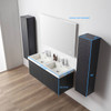 48" Floating Bathroom Vanity With Double Sink & 2 Side Cabinet -  Night Blue