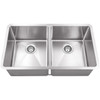 32" L X 19" W X 10" D Undermount 16 Gauge Handmade Stainless Steel 50/50 Double Bowl Sink