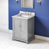 24" Grey Addington Vanity, White Carrara Marble Vanity Top, Undermount Rectangle Bowl