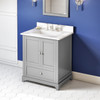 30" Grey Addington Vanity, Calacatta Vienna Quartz Vanity Top, Undermount Rectangle Bowl