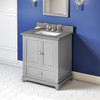 30" Grey Addington Vanity, Steel Grey Cultured Marble Vanity Top, Undermount Rectangle Bowl