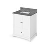 30" White Addington Vanity, Boulder Cultured Marble Vanity Top, Undermount Rectangle Bowl