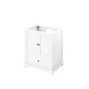 30" White Addington Vanity, Boulder Cultured Marble Vanity Top, Undermount Rectangle Bowl