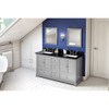 60" Grey Addington Vanity, Double Bowl, Black Granite Vanity Top, Two Undermount Rectangle Bowls