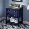 30" Hale Blue Adler Vanity, Steel Grey Cultured Marble Vanity Top, Undermount Rectangle Bowl