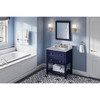 30" Hale Blue Adler Vanity, White Carrara Marble Vanity Top, Undermount Rectangle Bowl