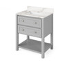 30" Grey Adler Vanity, Calacatta Vienna Quartz Vanity Top, Undermount Rectangle Bowl