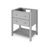 30" Grey Adler Vanity, Calacatta Vienna Quartz Vanity Top, Undermount Rectangle Bowl