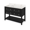 48" Black Adler Vanity, Calacatta Vienna Quartz Vanity Top, Undermount Rectangle Bowl