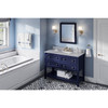 48" Hale Blue Adler Vanity, White Carrara Marble Vanity Top, Undermount Rectangle Bowl