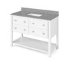 48" White Adler Vanity, Boulder Cultured Marble Vanity Top, Undermount Rectangle Bowl