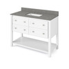 48" White Adler Vanity, Steel Grey Cultured Marble Vanity Top, Undermount Rectangle Bowl
