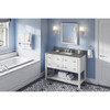 48" White Adler Vanity, Steel Grey Cultured Marble Vanity Top, Undermount Rectangle Bowl