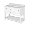 48" White Adler Vanity, White Carrara Marble Vanity Top, Undermount Rectangle Bowl