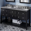 60" Black Adler Vanity, Double Bowl, Boulder Cultured Marble Vanity Top, Two Undermount Rectangle Bowls
