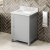 24" Grey Astoria Vanity, Calacatta Vienna Quartz Vanity Top, Undermount Rectangle Bowl