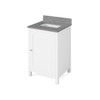 24" White Astoria Vanity, Steel Grey Cultured Marble Vanity Top, Undermount Rectangle Bowl