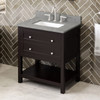 30" Espresso Astoria Vanity, Steel Grey Cultured Marble Vanity Top, Undermount Rectangle Bowl