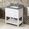 30" White Astoria Vanity, Boulder Cultured Marble Vanity Top, Undermount Rectangle Bowl