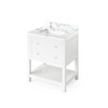 30" White Astoria Vanity, Calacatta Vienna Quartz Vanity Top, Undermount Rectangle Bowl