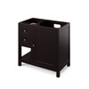 36" Espresso Astoria Vanity, Right Offset, Black Granite Vanity Top, Undermount Rectangle Bowl