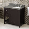 36" Espresso Astoria Vanity, Right Offset, Boulder Cultured Marble Vanity Top, Undermount Rectangle Bowl