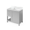 36" Grey Astoria Vanity, Right Offset, Calacatta Vienna Quartz Vanity Top, Undermount Rectangle Bowl