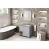 36" Grey Astoria Vanity, Right Offset, Steel Grey Cultured Marble Vanity Top, Undermount Rectangle Bowl