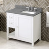 36" White Astoria Vanity, Right Offset, Boulder Cultured Marble Vanity Top, Undermount Rectangle Bowl