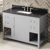 48" Grey Astoria Vanity, Black Granite Vanity Top, Undermount Rectangle Bowl