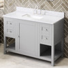 48" Grey Astoria Vanity, White Carrara Marble Vanity Top, Undermount Rectangle Bowl